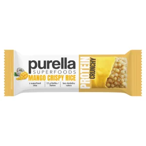 Purella Superfoods Protein Crunchy, baton de proteine, mango orez crocant, 45 g