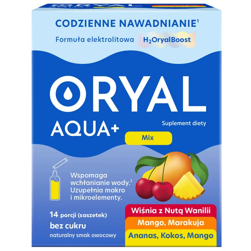 Oryal Aqua+ Arome mixte, fără zahăr, 14 pliculețe USP — preț și oferte