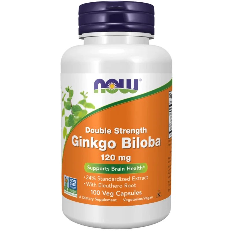 Now Foods Double Strength Ginkgo Biloba 120 mg, ginkgo biloba, 100 capsule vegane — preț și oferte