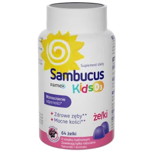 Sambucus Kids D3, boabe de jeleu, aromă de zmeură, 64 bucăți