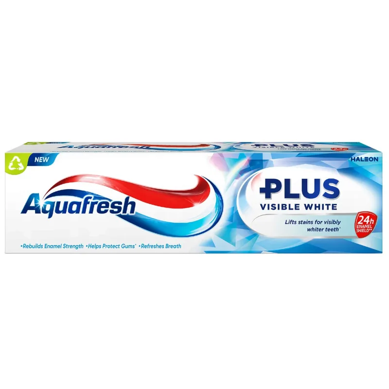 Aquafresh Plus Visible White, pastă de dinți albitoare, 75 ml — preț și oferte