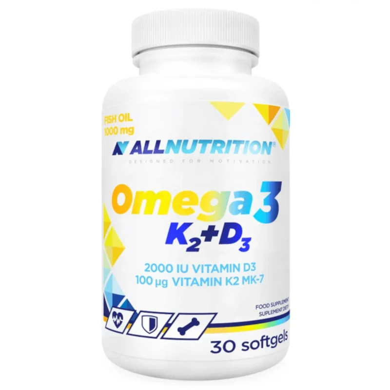 Allnutrition Omega 3 K2 + D3, ulei de pește 1000 mg + vitamina K 100 µg + vitamina D 2000 UI, 30 capsule — preț și oferte