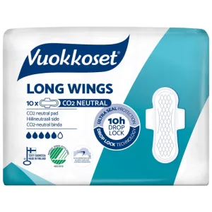 Vuokkoset Alb, șervețele sanitare cu aripi, lungi, 10 buc
