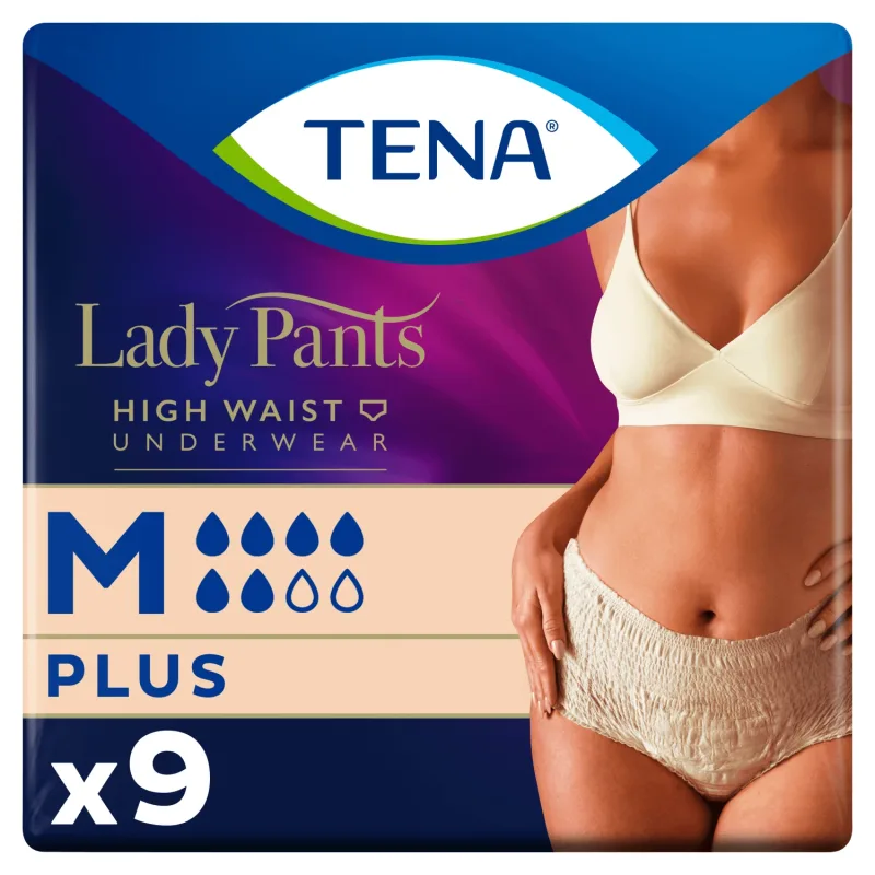 Tena Lady Pants Creme, chiloți absorbanți, mărimea M, 75-105 cm, Plus, 9 bucăți — preț și oferte