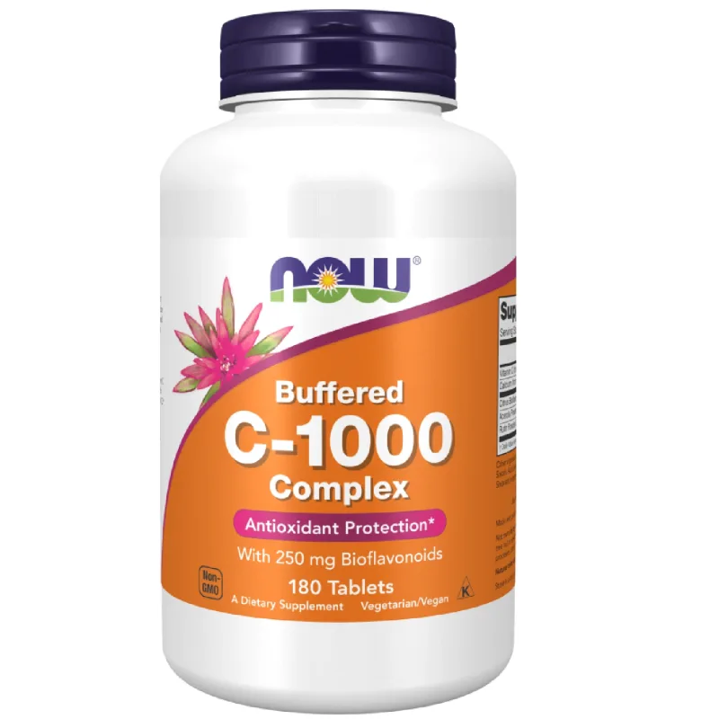 Now Foods Buffered C-1000 Complex, vitamina C tamponată, 180 comprimate vegane — preț și oferte