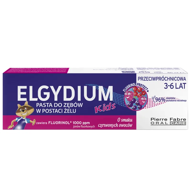 Elgydium Kids Fluorinol, pastă de dinți anti-cari pentru copii 3-6 ani, zmeură și căpșuni, 50 ml — preț și oferte