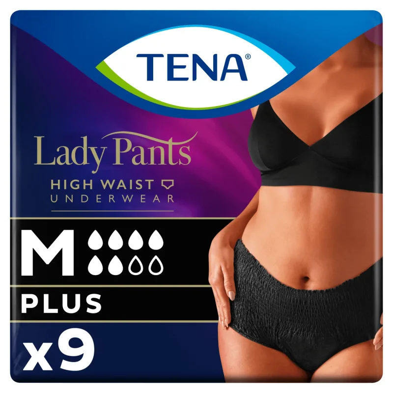 Tena Lady Pants Noir, chiloți absorbanți, mărimea M, 75-105 cm, Plus, 9 bucăți — preț și oferte