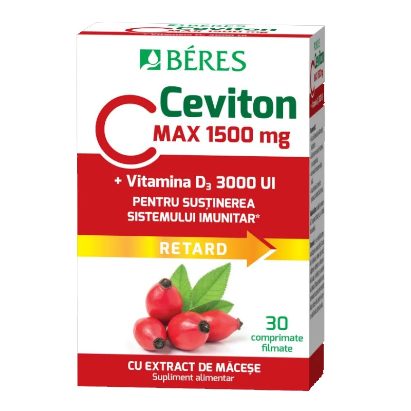 Vitamina C 1500mg + Vitamina D3 3000UI, Ceviton, 30 comprimate filmate, Beres BERES PHARMACEUTICALS — preț și oferte
