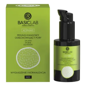 BasicLab Acidumis, peeling acid care deblochează porii cu 15% AHA, 2% BHA, 30 ml
