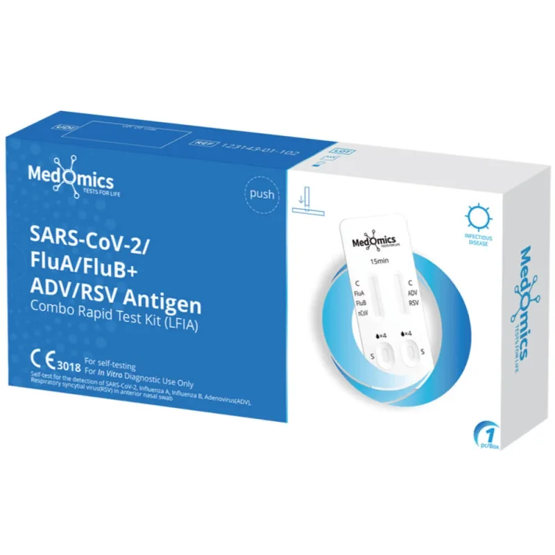 Combo 5-in-1 Sars-Cov-2/Flu A/B/RSV/ADV test, test de diagnostic pentru 5 viruși, 1 buc LabHome — preț și oferte