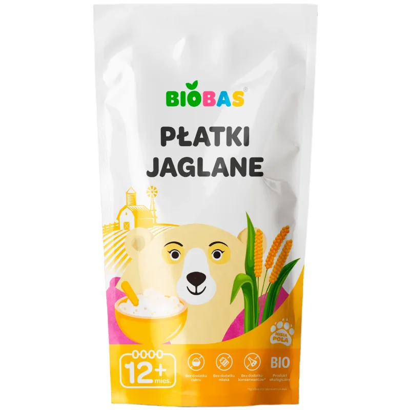 Fulgi de hrișcă BioBas Bio, fără zahăr adăugat, de la 12 luni, 220 g — preț și oferte