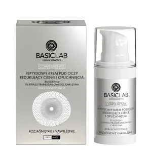 BasicLab Complementis, cremă peptidică pentru ochi pentru reducerea cearcănelor și a cearcănelor, iluminare și hidratare, textură ușoară, 15 ml