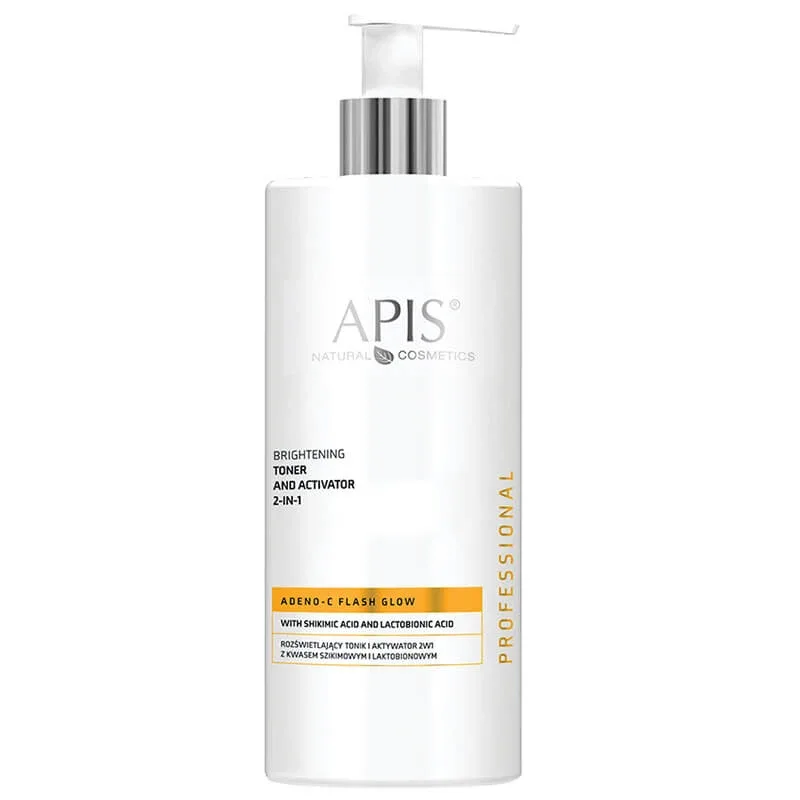 Apis Adeno-C Flash Glow, tonic iluminator și activator 2în1 cu acid shikimic și lactobionic, 500 ml — preț și oferte