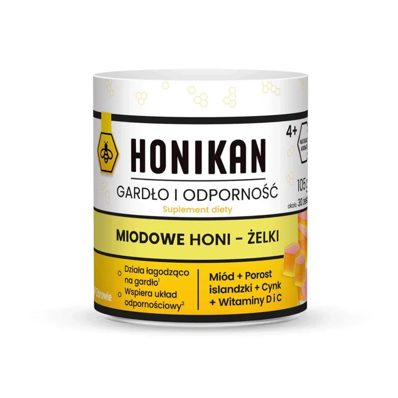 Honikan Throat and Immunity Honey Honi-Gels, de la 4 ani, 30 bucăți — preț și oferte
