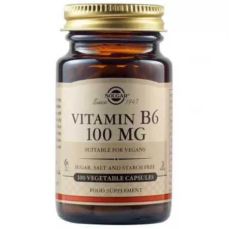 Vitamina B6, 100 mg, 100 capsule vegetale, Solgar — preț și oferte