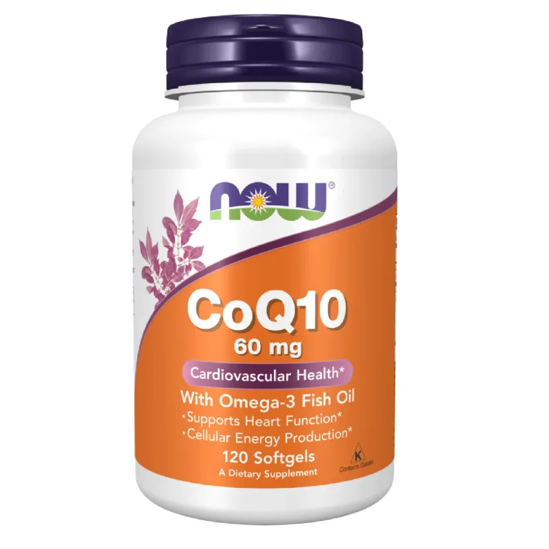 Now Foods CoQ10 60 mg, coenzima Q10 cu omega-3, 120 capsule — preț și oferte