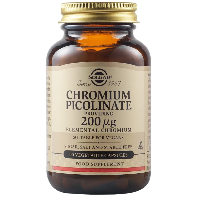 Picolinat de crom 200 mcg, 90 capsule vegetale, Solgar — preț și oferte