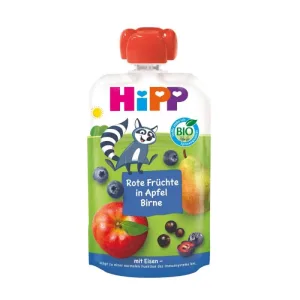 Piure Bio de fructe rosii, mere, pere cu fier, 100 g, Hipp