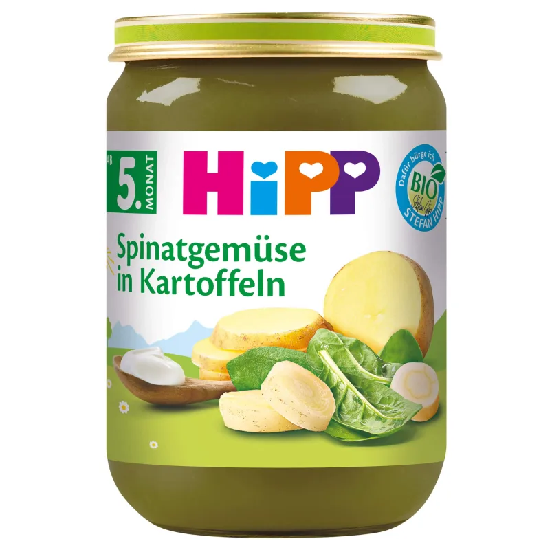 Piure Bio de legume cu spanac si cartofi, 190 g, Hipp — preț și oferte
