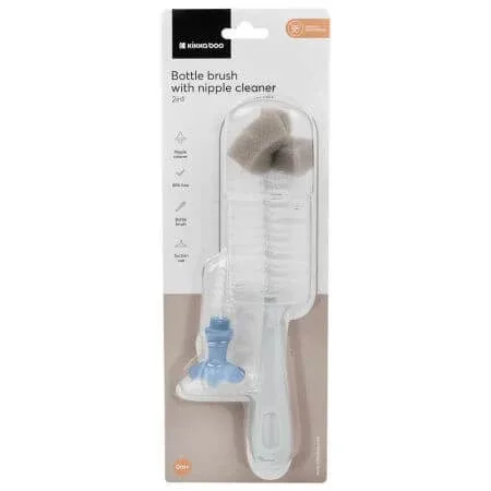 Set perie curatare biberoane 2 in 1, Blue, Kikka Boo — preț și oferte