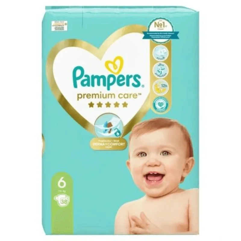 Scutece Premium Care, Nr.6, 13+ kg, 38 buc, Pampers — preț și oferte