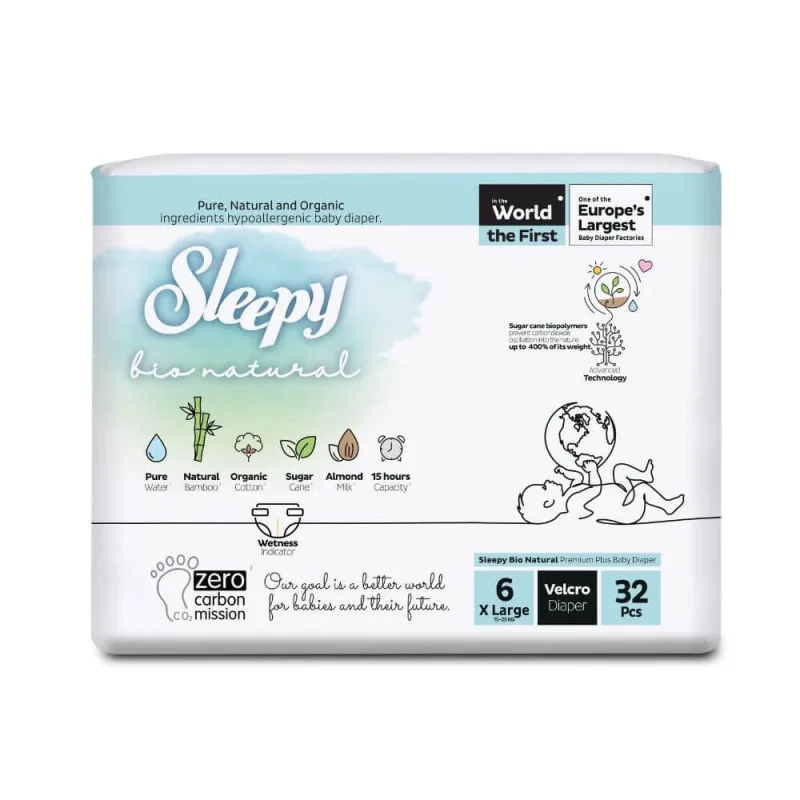 Scutece pentru bebelusi, Nr. 6, 15-25 kg, 32 buc, Sleepy Bio Natural — preț și oferte