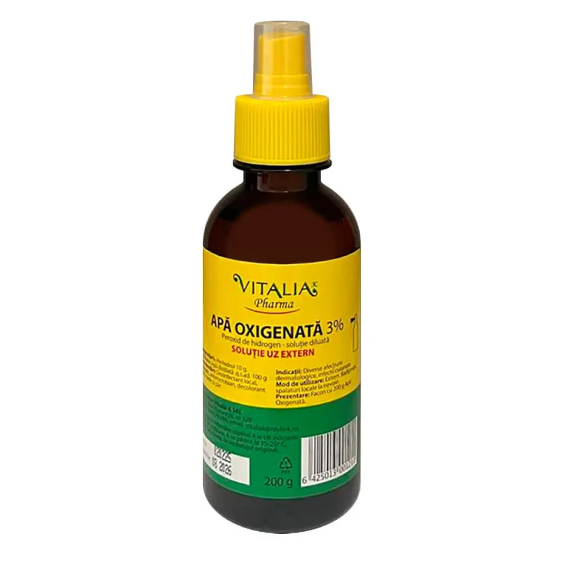 Apă oxigenată 3% cu pulverizator, 200 g, Vitalia  Vitalia Pharma — preț și oferte