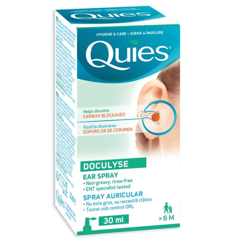 Spray-ul auricular pentru dizolvarea dopurilor de ceara Doculyse, 30 ml, quies — preț și oferte