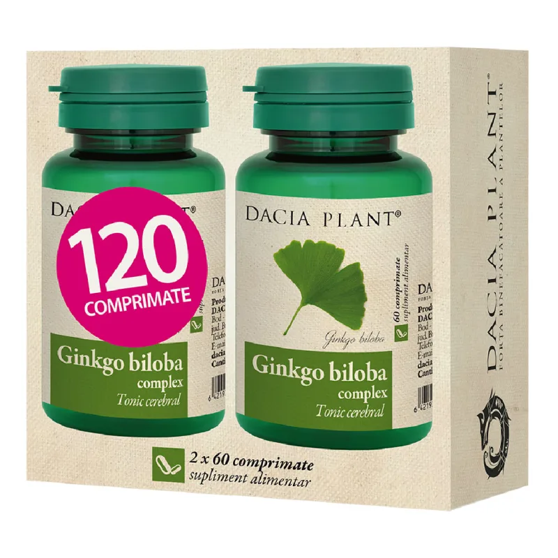 Ginkgo Biloba, 120 comprimate, Dacia Plant — preț și oferte
