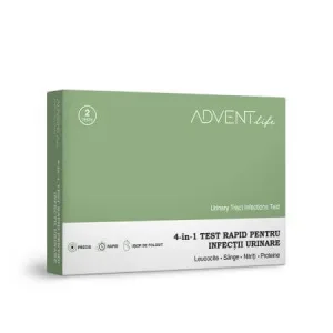 Test rapid infectii urinare 4 in 1, 1 cutie x 2 teste, Advent Life