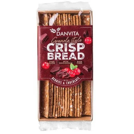 Paine crocanta cu fructe de padure si ciocolata, 130 g, Danvita — preț și oferte