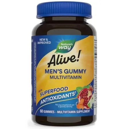 Jeleuri pentru barbati Alive Men's Gummy Multivitamin, 60 bucati, Secom — preț și oferte