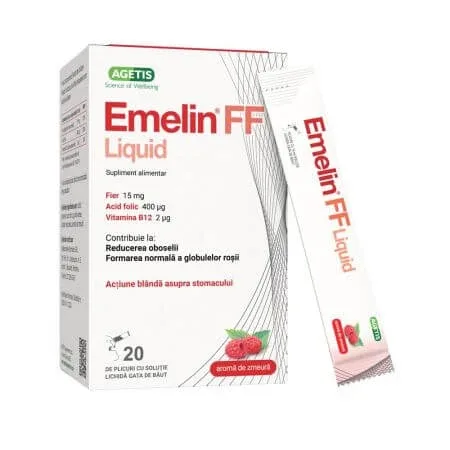 Bisglicinat de fier Emelin FF Liquid, 20 plicuri, Medochemie Ltd — preț și oferte