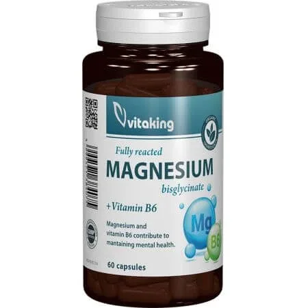 Bisglicinat de magneziu cu vitamina B6, 60 capsule, Vitaking — preț și oferte