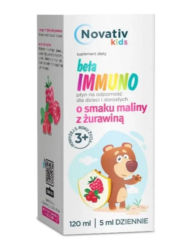 Novativ Kids Beta Immuno cu aromă de zmeură și uranberry, 120 ml — preț și oferte