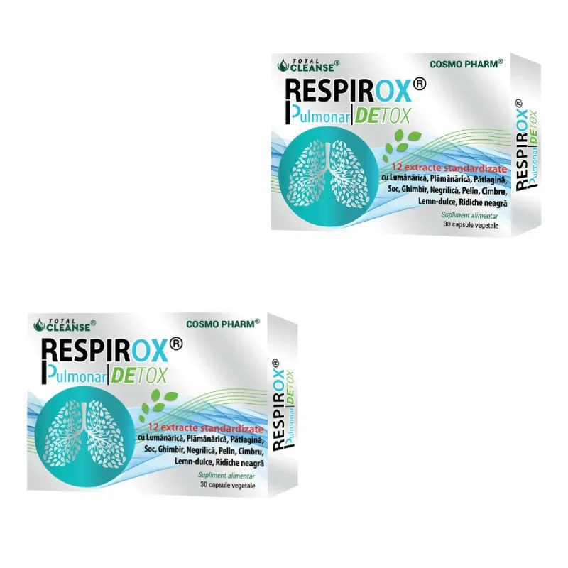 Respirox Pulmonar Detox Total Cleanse, 2 x 30 capsule, Cosmo Pharm — preț și oferte