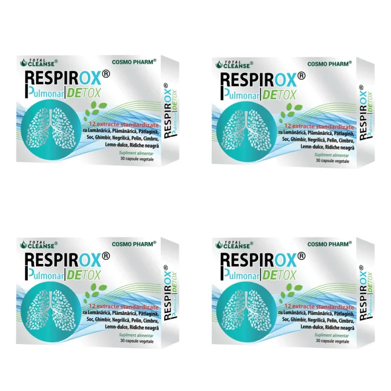 Respirox Pulmonar Detox Total Cleanse, 4 x 30 capsule, Cosmo Pharm — preț și oferte