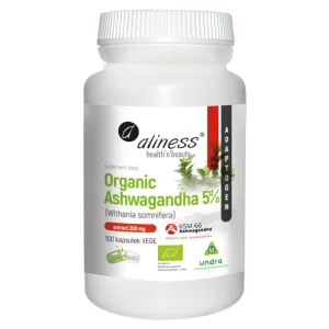 Aliness Organic Ashwagandha KSM-66, 5% vitanolides, 100 capsule vegetale