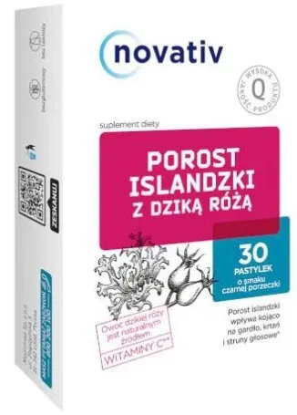 Novativ Lichen islandez cu aromă de măceșe și coacăze negre, 30 pastile — preț și oferte
