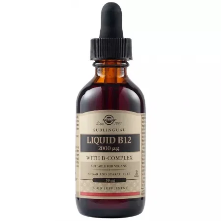 Vitamina B12 lichida, 2000 mcg, 59 ml, Solgar — preț și oferte
