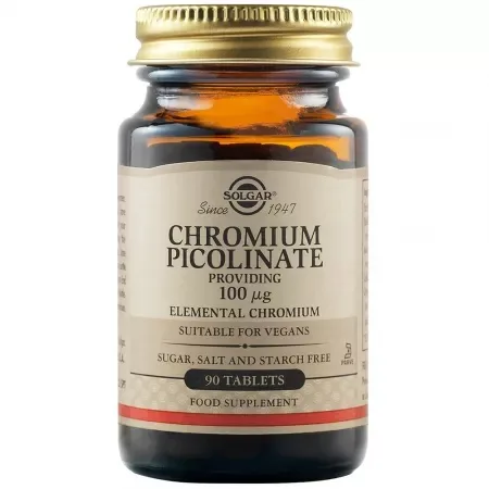 Picolinat de crom 100 mcg, 90 tablete, Solgar — preț și oferte
