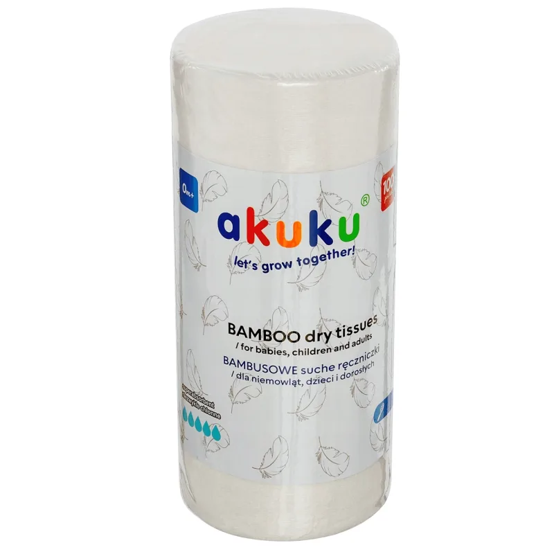 AKUKU, prosoape de bambus de unică folosință pentru bebeluși și copii, 18 x 25 cm, în rolă, 100 bucăți — preț și oferte