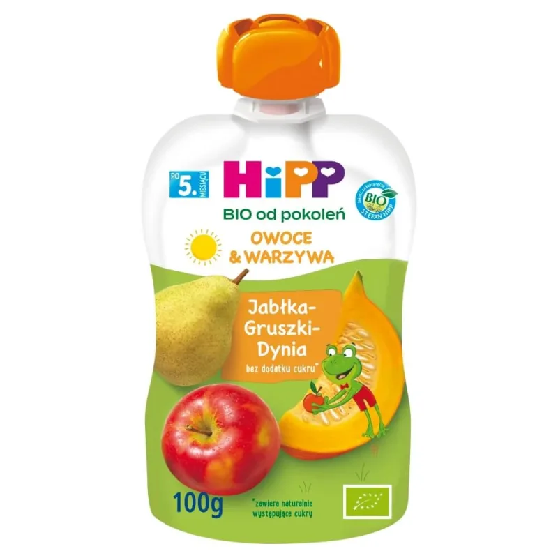 HiPP Fruits & Vegetables Bio, mere, pere, dovleac, după 5 luni, 100 g — preț și oferte