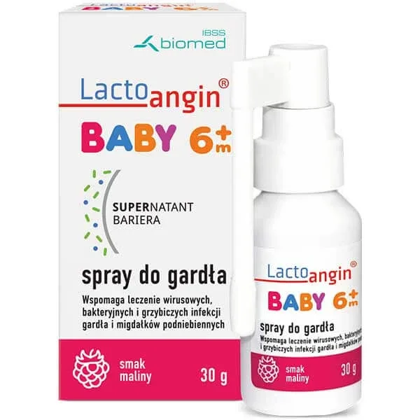 Lactoangin Baby, spray pentru gât, aromă de zmeură, peste 6 luni, 30 g — preț și oferte