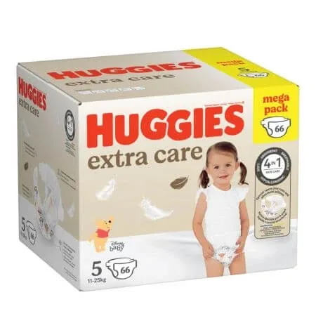 Scutece de schimb Extra Care, Nr. 5, 11-25 kg, 66 buc, Huggies — preț și oferte