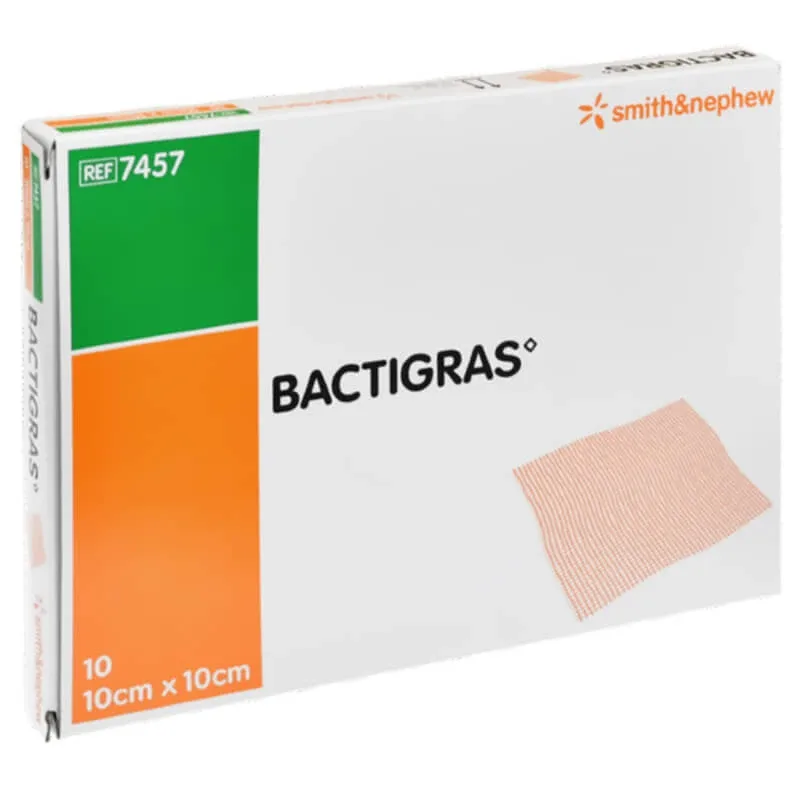 Bactigras, pansament cu parafină, steril, 10 cm x 10 cm, 10 bucăți Delpharm Lille Sas — preț și oferte