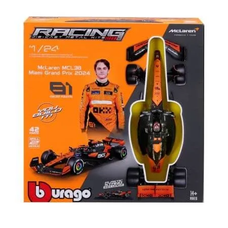 Kit auto de asamblat cu suport Forumla 1 Oscar Piastri, 14 ani+, 2024, Bburago — preț și oferte
