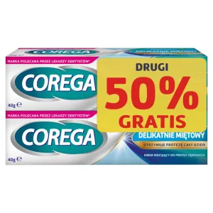 Corega Super Strong, cremă de fixare pentru proteze dentare, ușor mentolată, 2 x 40 g