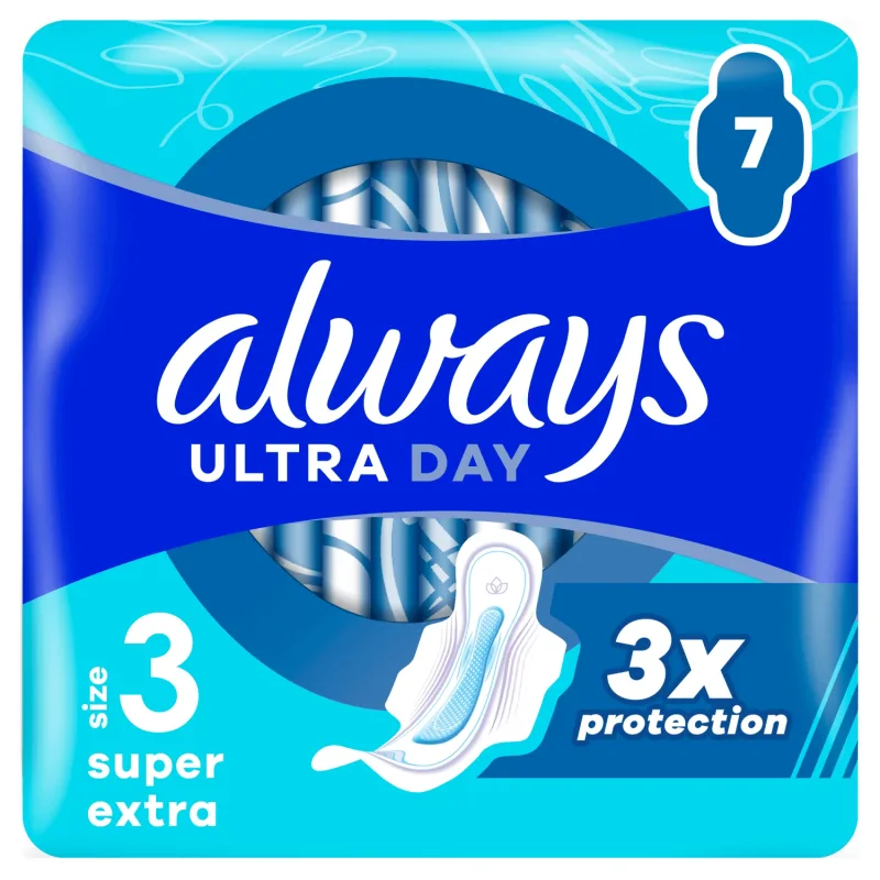 Always Ultra Day, prosoape igienice cu aripi, Super Extra, 7 buc — preț și oferte