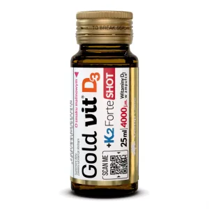 Olimp Gold-Vit D3 + K2 Forte Shot, fiolă de sticlă, aromă de zmeură, 25 ml